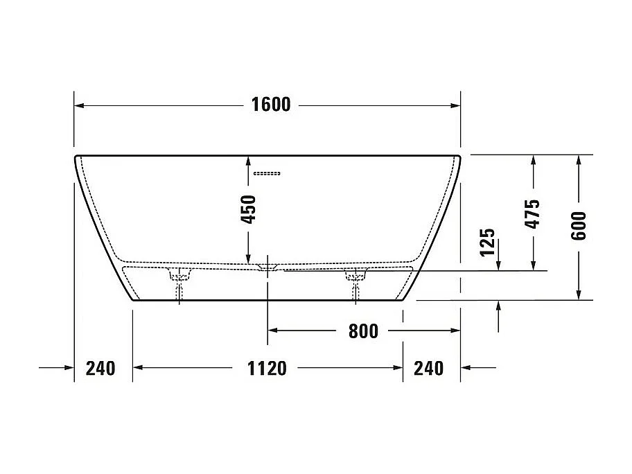 Baignoire îlot 160x75 DURAVIT D-Neo avec trop-plein