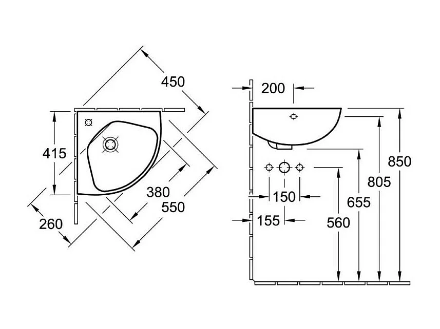 Lave-mains d'angle compact 41,5x41,5cm VILLEROY ET BOCH O.Novo blanc