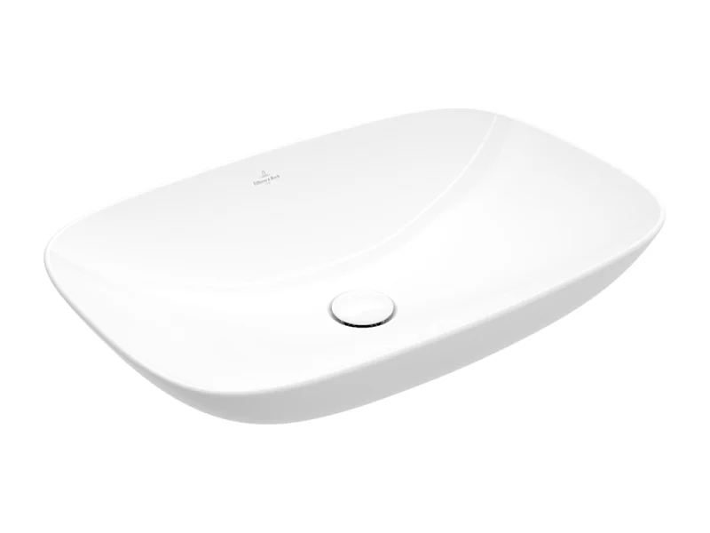 Vasque rectangle à poser VILLEROY ET BOCH Loop and Friends non meulé 56 x 38 Blanc CeramicPlus sans trop plein