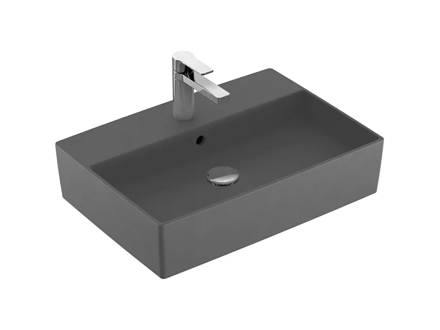 Vasque à poser VILLEROY ET BOCH Memento 2.0 graphite ceramic plus avec trop plein 50 x 42 cm