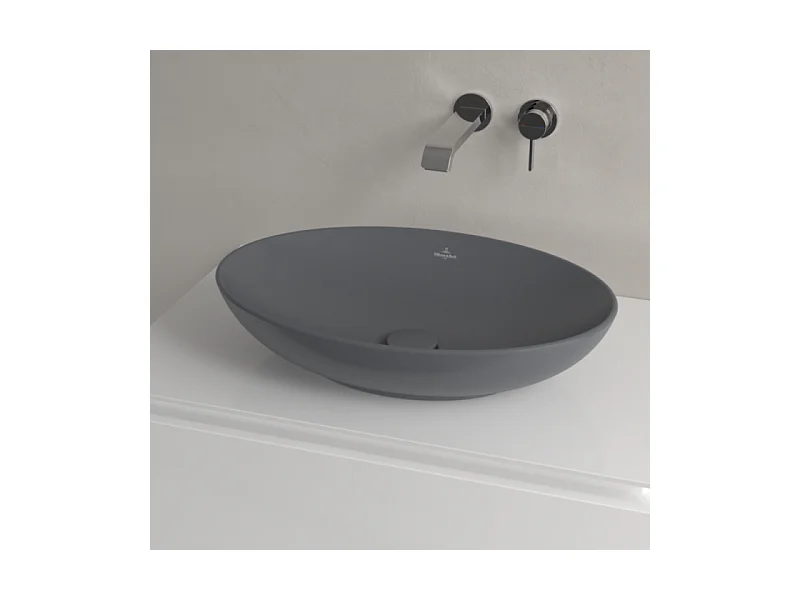 Vasque rectangle à poser VILLEROY ET BOCH Loop and Friends non meulé 62 x 42 Graphite CeramicPlus sans trop plein