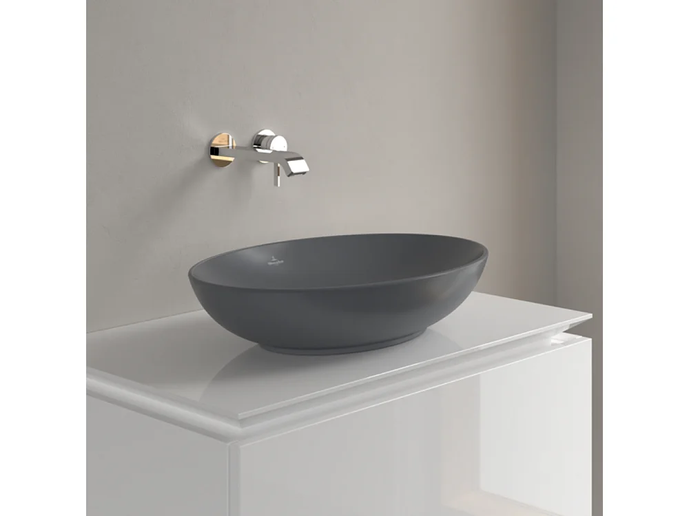 Vasque rectangle à poser VILLEROY ET BOCH Loop and Friends non meulé 62 x 42 Graphite CeramicPlus sans trop plein