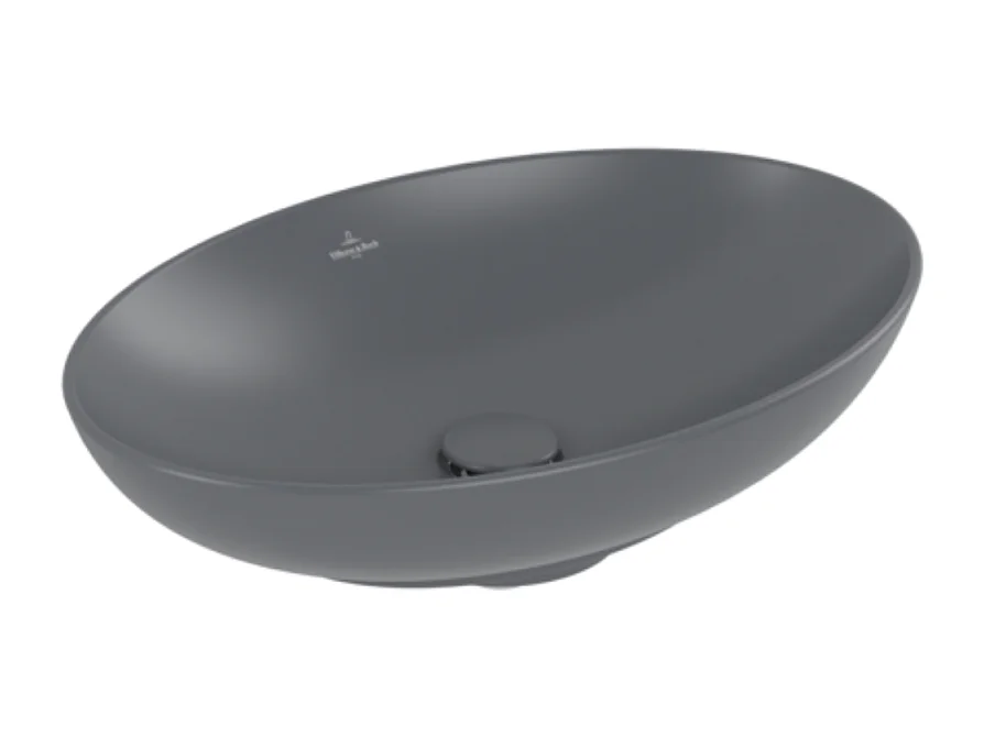 Vasque rectangle à poser VILLEROY ET BOCH Loop and Friends non meulé 62 x 42 Graphite CeramicPlus sans trop plein