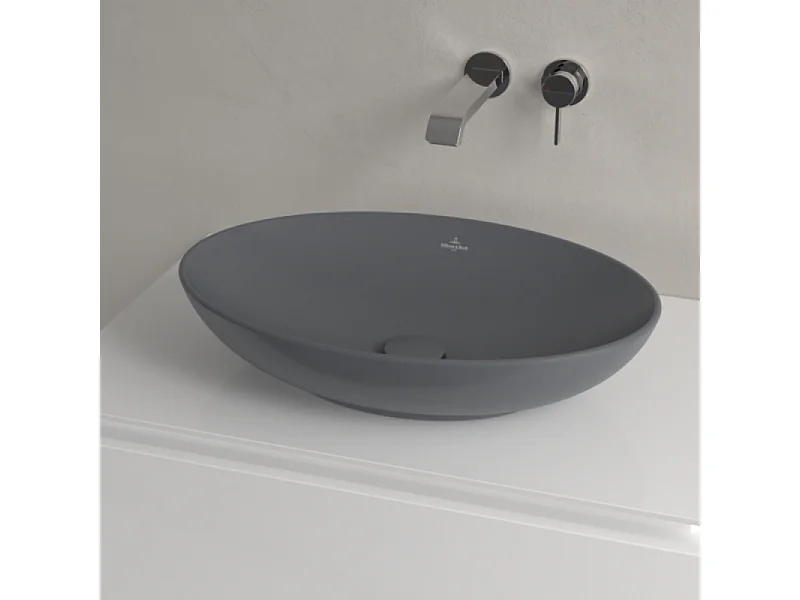Vasque rectangle à poser VILLEROY ET BOCH Loop and Friends non meulé 62 x 42 Graphite CeramicPlus sans trop plein