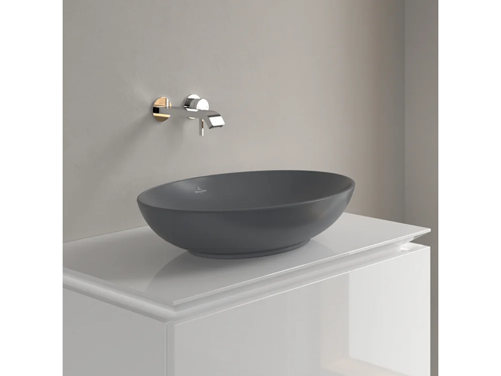 Vasque rectangle à poser VILLEROY ET BOCH Loop and Friends non meulé 62 x 42 Graphite CeramicPlus sans trop plein