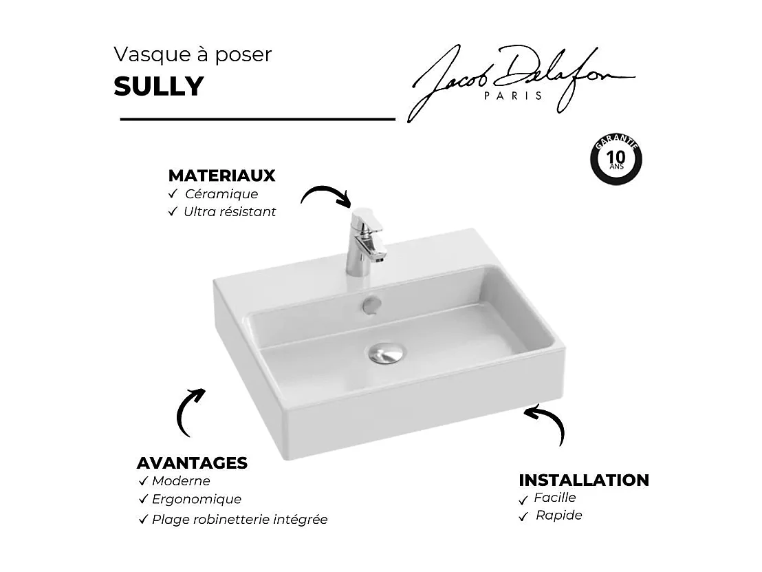 Vasque à poser JACOB DELAFON Sully, Blanc