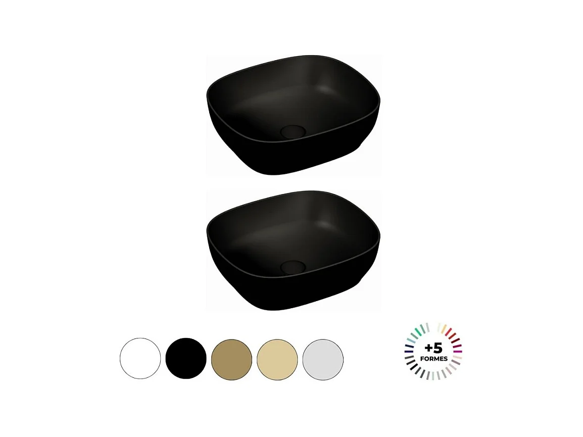 Lavabo double vasque à poser VITRA Outline, rectangle - noir mat Haut de gamme