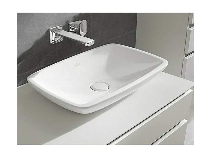 Vasque rectangle à poser 58.50X38 avec trop plein VILLEROY ET BOCH Loop & Friends Blanc CeramicPlus