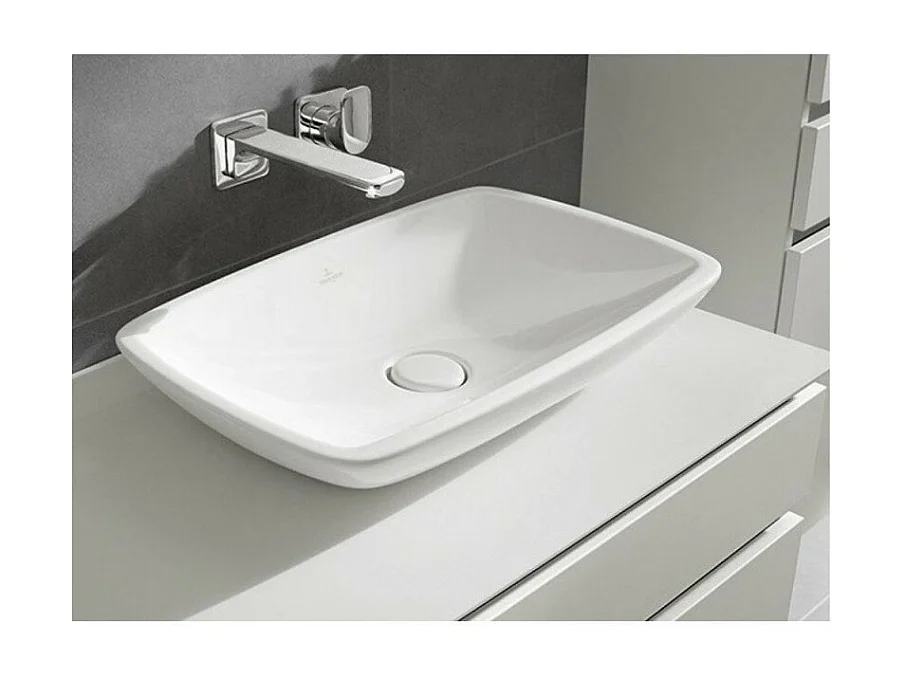 Vasque rectangle à poser 58.50X38 avec trop plein VILLEROY ET BOCH Loop & Friends Blanc CeramicPlus