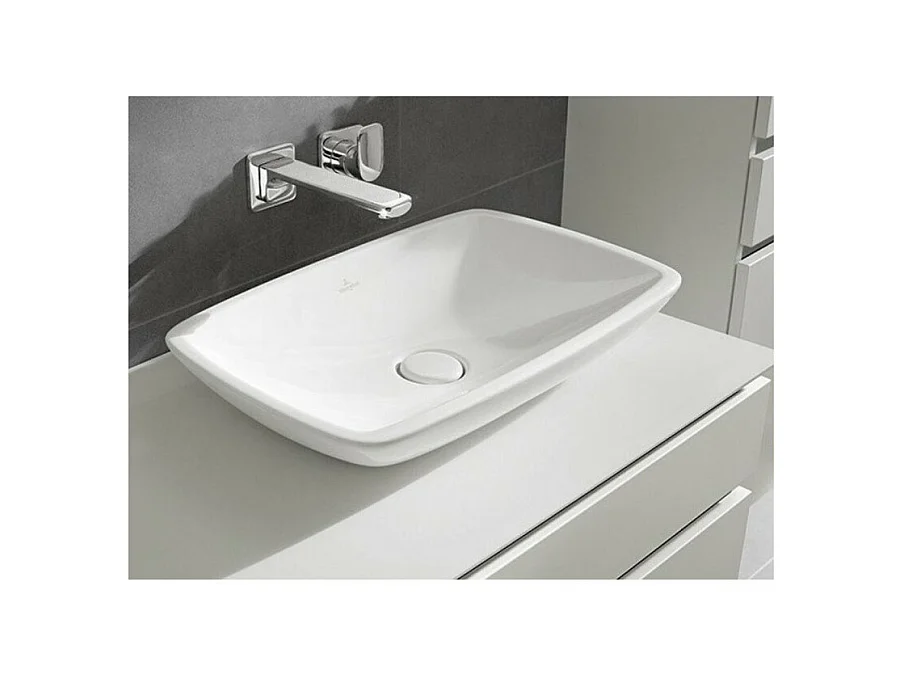 Vasque rectangle à poser 58.50X38 avec trop plein VILLEROY ET BOCH Loop & Friends Blanc CeramicPlus