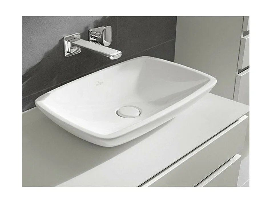 Vasque rectangle à poser 58.50X38 avec trop plein VILLEROY ET BOCH Loop & Friends Blanc CeramicPlus