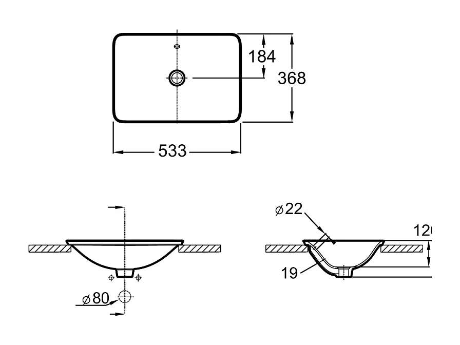 Vasque à encastrer par-dessus JACOB DELAFON Carillon rectangle