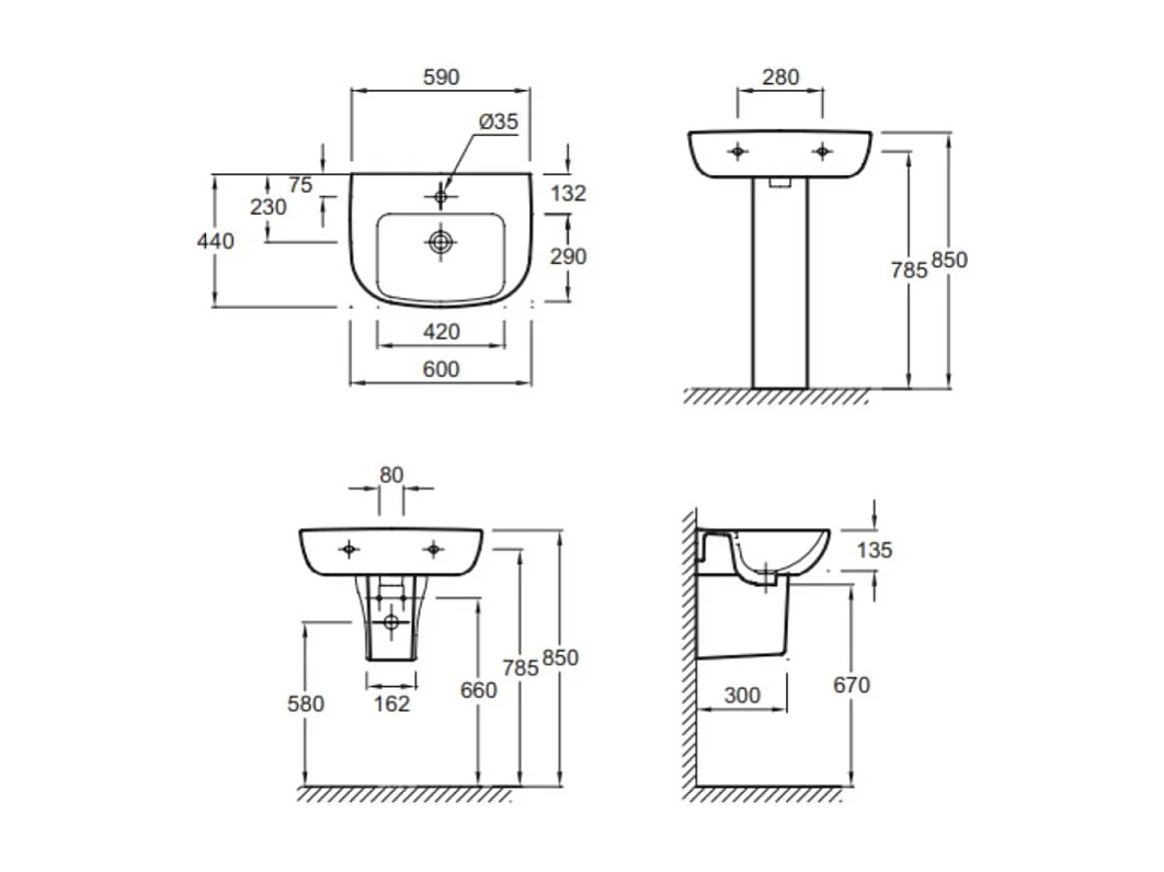 Lavabo JACOB DELAFON Odéon up
