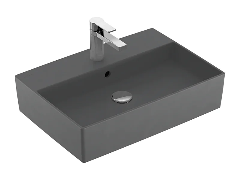Vasque à poser VILLEROY ET BOCH Memento 2.0 graphite ceramic plus avec trop plein 60 x 42 cm