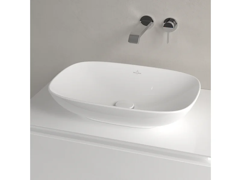 Vasque rectangle à poser VILLEROY ET BOCH Loop and Friends non meulé 62 x 42 Blanc CeramicPlus sans trop plein