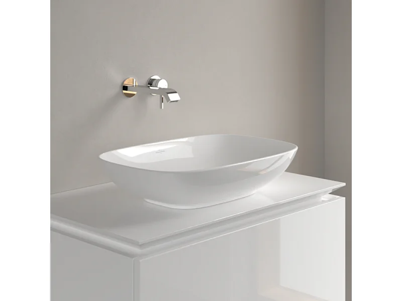 Vasque rectangle à poser VILLEROY ET BOCH Loop and Friends non meulé 62 x 42 Blanc CeramicPlus sans trop plein