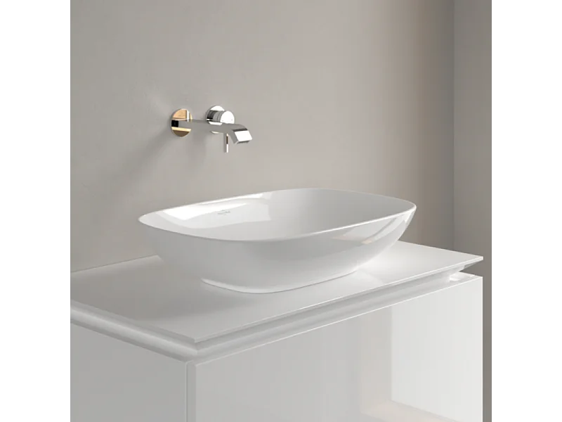 Vasque rectangle à poser VILLEROY ET BOCH Loop and Friends non meulé 62 x 42 Blanc CeramicPlus sans trop plein