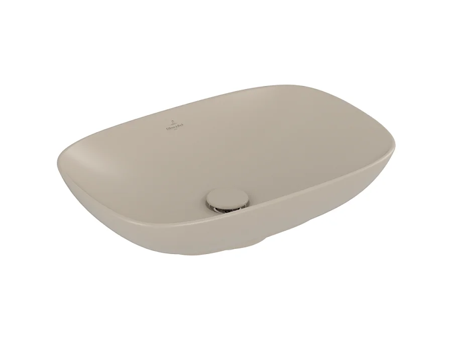 Vasque rectangle à poser VILLEROY ET BOCH Loop and Friends non meulé 62 x 42 Almond CeramicPlus sans trop plein