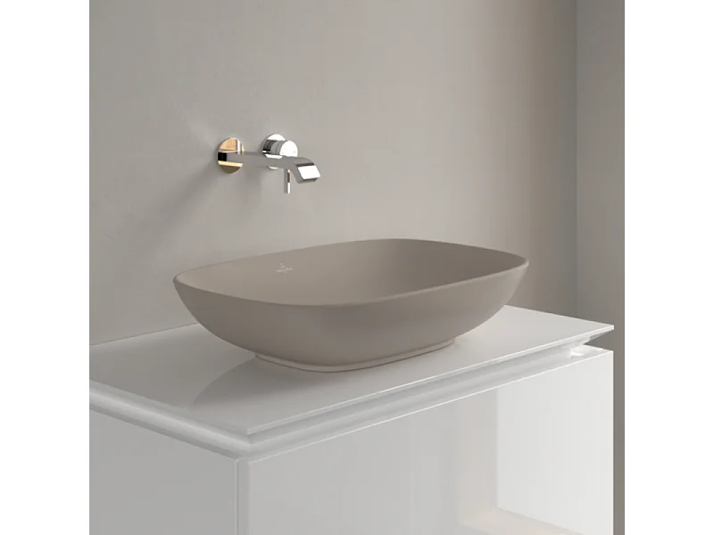 Vasque rectangle à poser VILLEROY ET BOCH Loop and Friends non meulé 62 x 42 Almond CeramicPlus sans trop plein