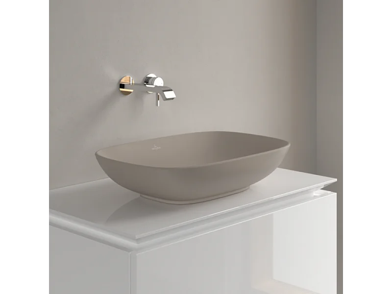 Vasque rectangle à poser VILLEROY ET BOCH Loop and Friends non meulé 62 x 42 Almond CeramicPlus sans trop plein