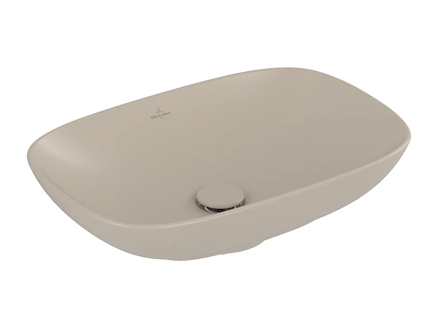 Vasque rectangle à poser VILLEROY ET BOCH Loop and Friends non meulé 56 x 38 Almond CeramicPlus sans trop plein