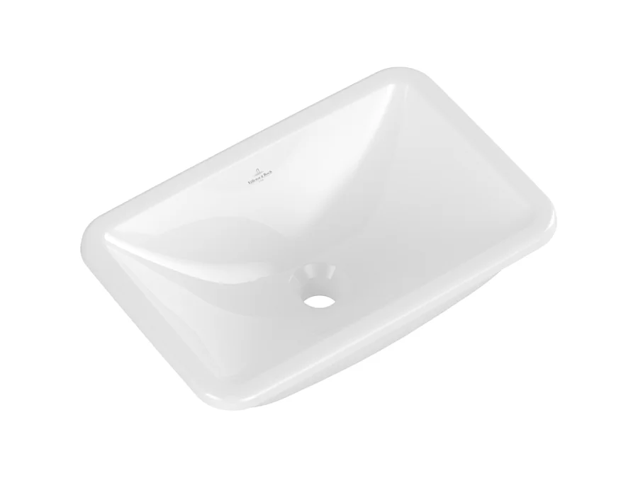 Vasque 60 x 40,5 rectangle à encastrer par dessous VILLEROY ET BOCH Loop & Friends TitanCeram stone white avec trop plein