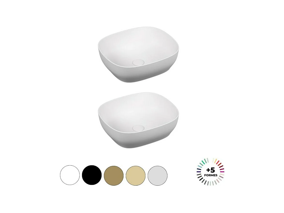 Lavabo double vasque à poser VITRA Outline, rectangle - blanc brillant Haut de gamme