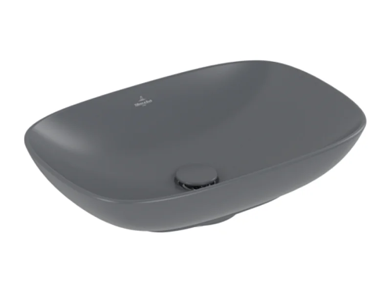Vasque rectangle à poser VILLEROY ET BOCH Loop and Friends non meulé 56 x 38 Graphite CeramicPlus sans trop plein