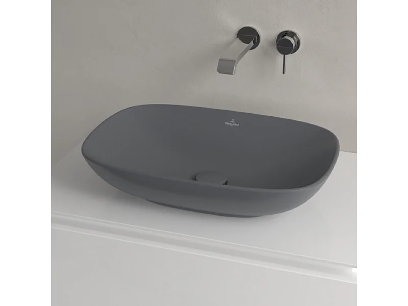 Vasque rectangle à poser VILLEROY ET BOCH Loop and Friends non meulé 56 x 38 Graphite CeramicPlus sans trop plein