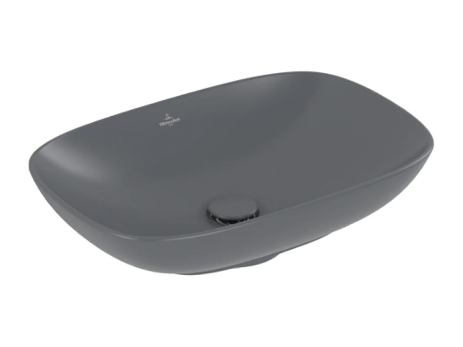Vasque rectangle à poser VILLEROY ET BOCH Loop and Friends non meulé 56 x 38 Graphite CeramicPlus sans trop plein