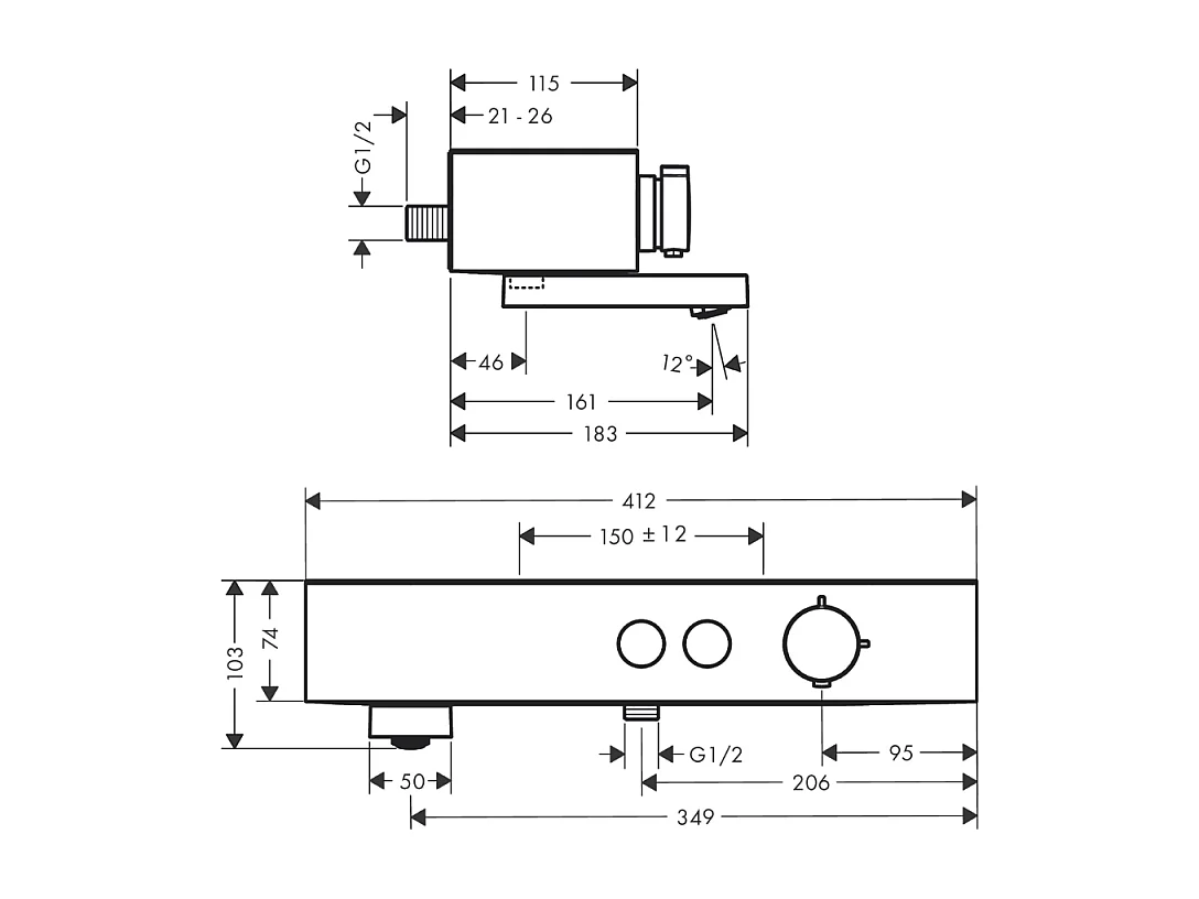 Mitigeur baignoire thermostatique HANSGROHE ShowerTablet Select 400 blanc mat