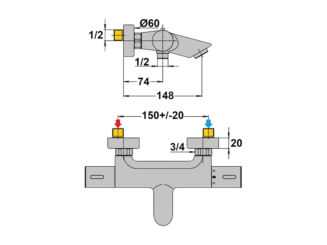 Mitigeur bain douche thermostatique PAINI Ruby Noir mat
