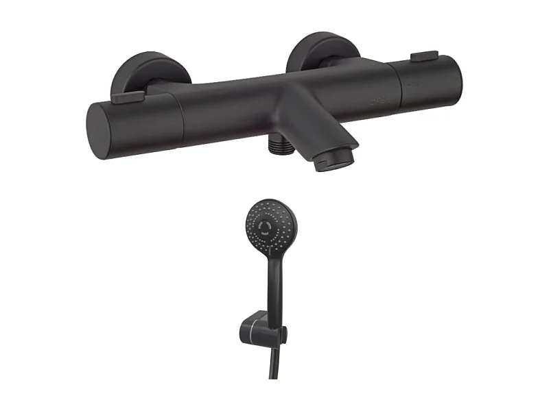 Mitigeur bain douche thermostatique PAINI Ruby + Minikit douchette 3 jets rond Ruby Noir mat