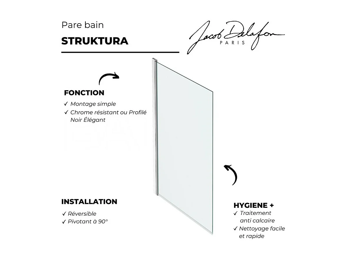 Pare-bain JACOB DELAFON Struktura 1 volet pivotant chrome