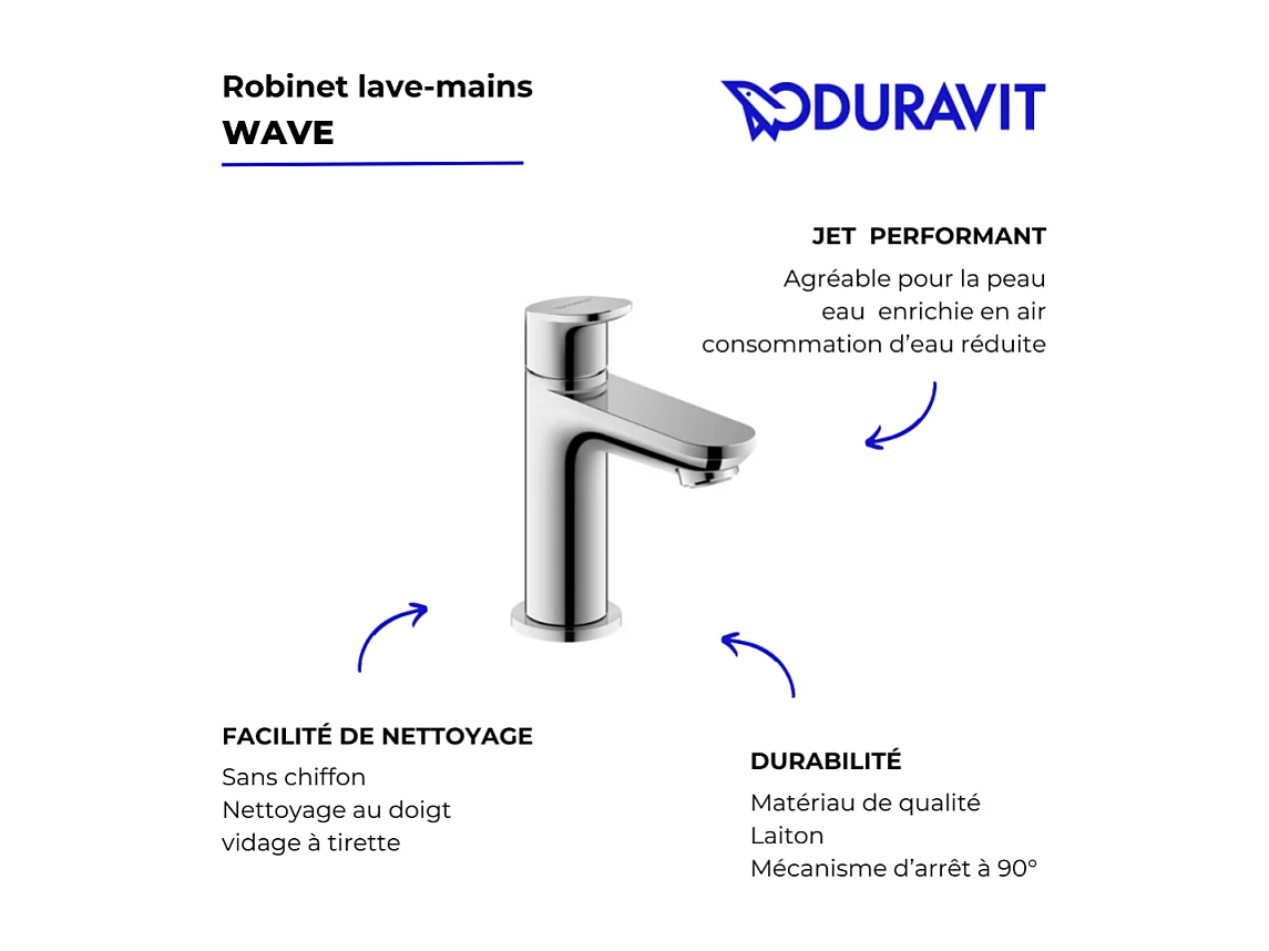Robinet lave-mains eau froide DURAVIT Wave chromé brillant