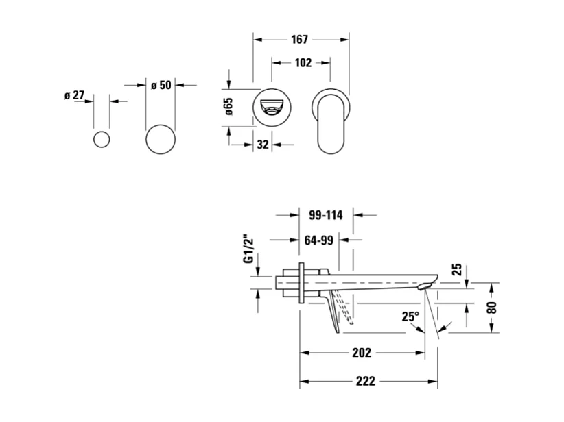 Mitigeur lavabo encastré DURAVIT Wave Inox brossé