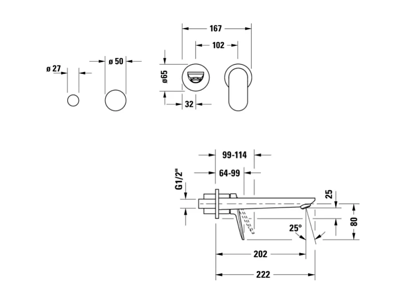 Mitigeur lavabo encastré DURAVIT Wave Inox brossé