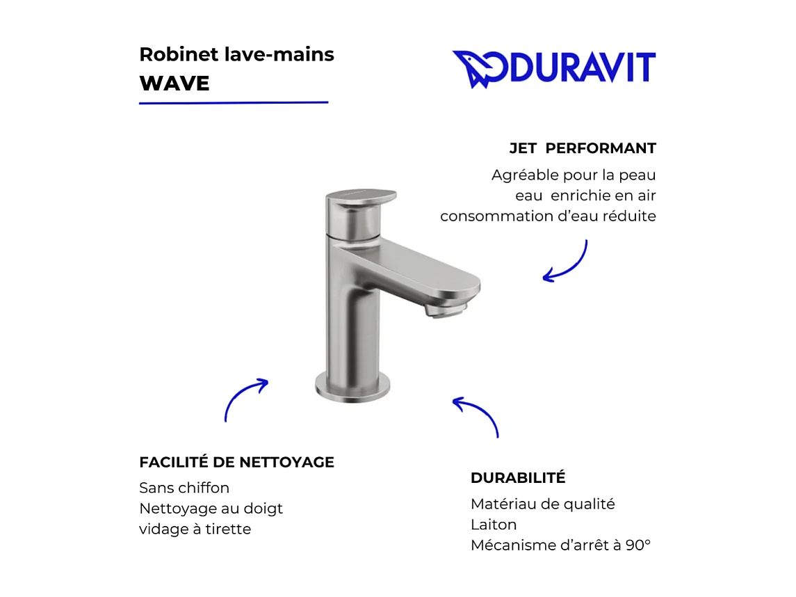 Robinet lave-mains eau froide DURAVIT Wave inox brossé
