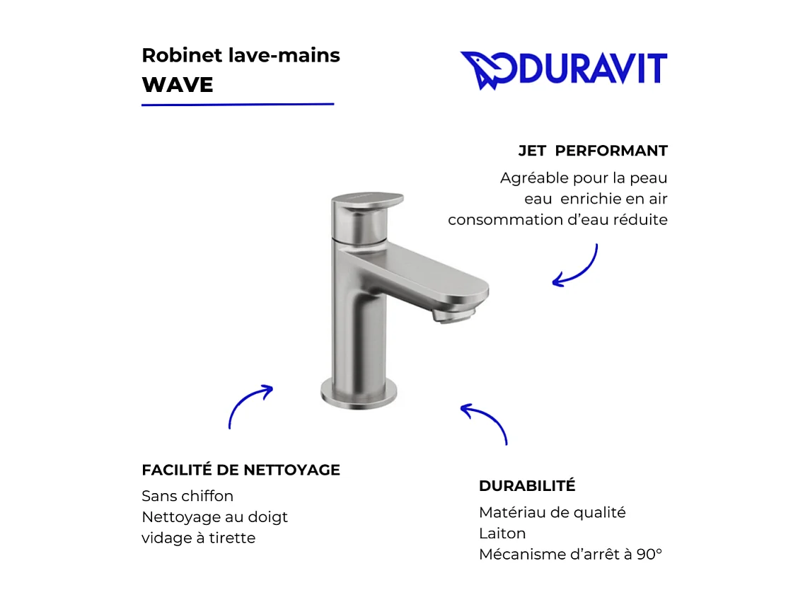 Robinet lave-mains eau froide DURAVIT Wave inox brossé