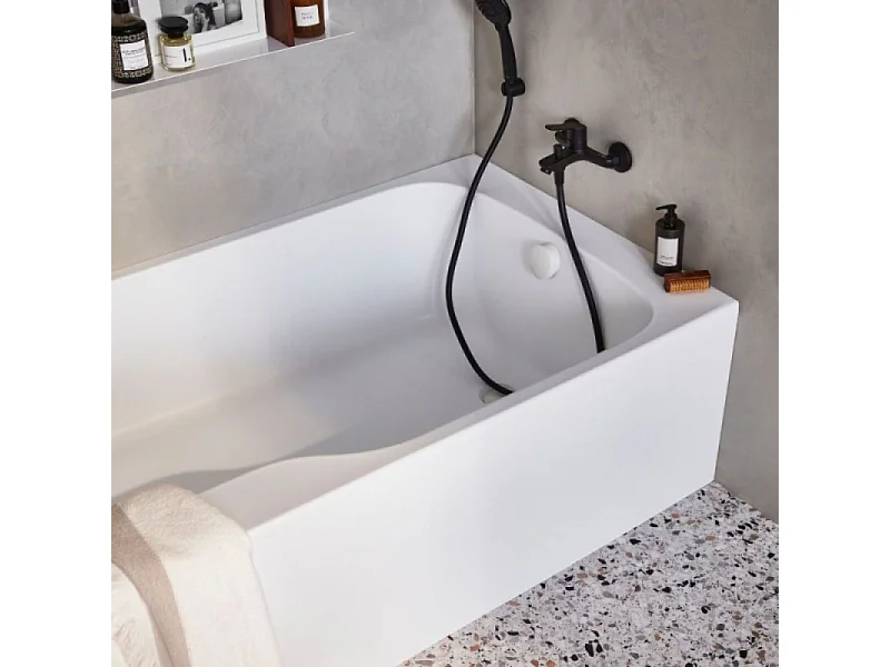 Pack baignoire bain douche 160 x 85 JACOB DELAFON Malice version droite + tablier en niche + pare bain + étagère pour pare bain