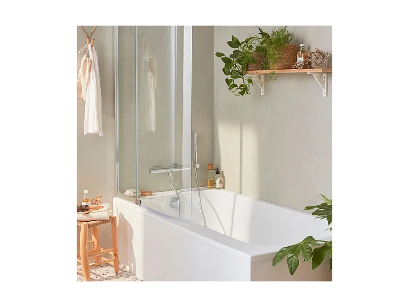 Pack baignoire bain douche 170 x 90 JACOB DELAFON Malice version gauche + tablier en angle + pare bain + étagère pour pare bain