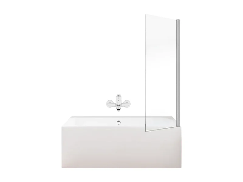 Pack baignoire 180 x 80 JACOB DELAFON Elise + tablier niche + mitigeur bain douche mural Aimé chromé + pare bain chromé + vidage