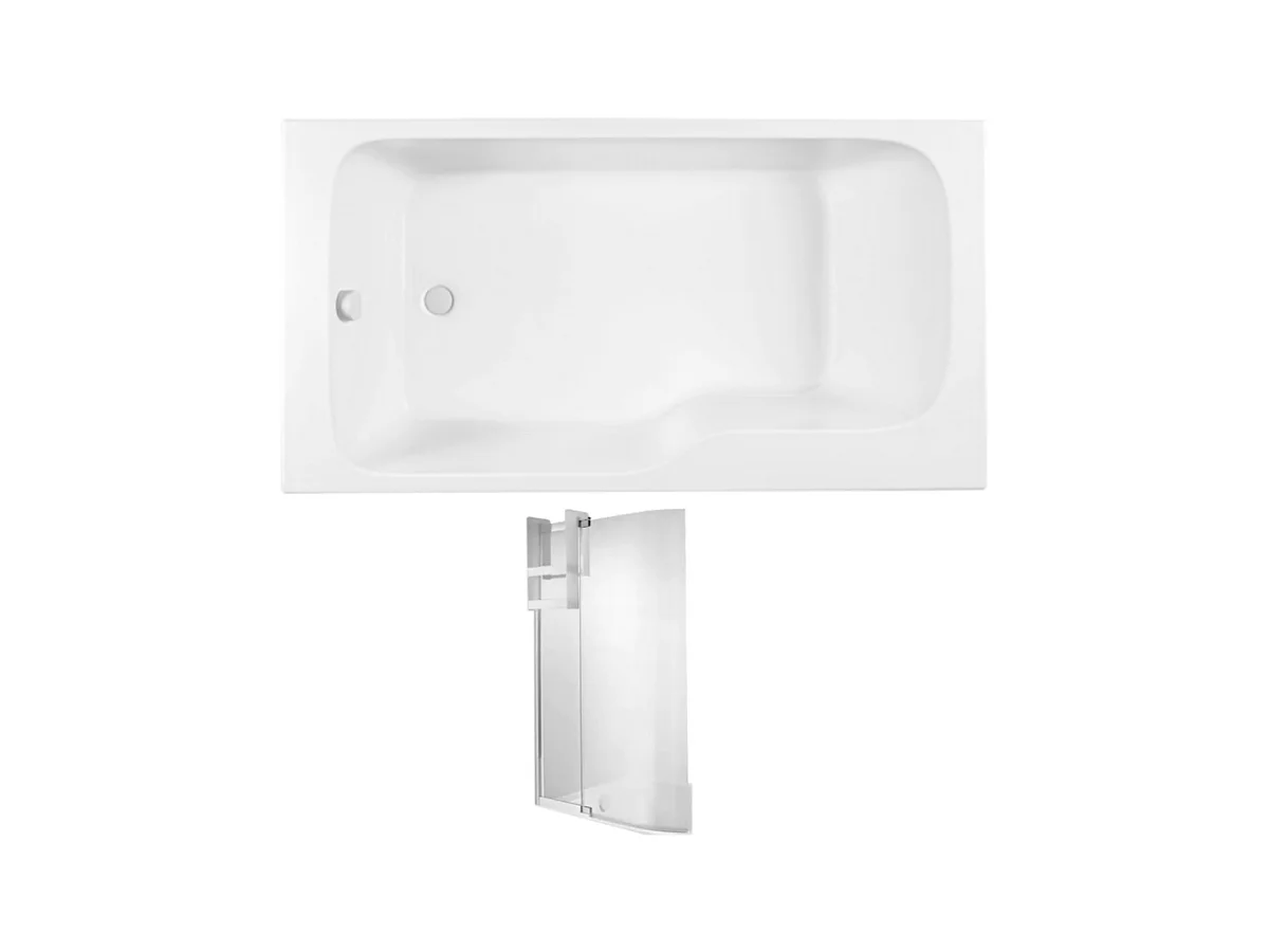 Pack baignoire bain douche antidérapante 170 x 90 JACOB DELAFON Malice gauche blanc mat + pare bain + étagère pour pare bain