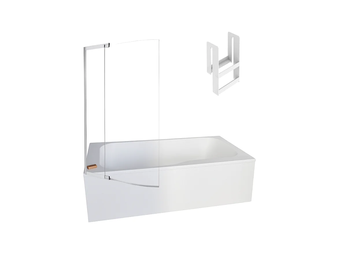 Pack baignoire bain douche 160 x 85 JACOB DELAFON Malice version gauche + tablier en angle + pare bain + étagère pour pare bain