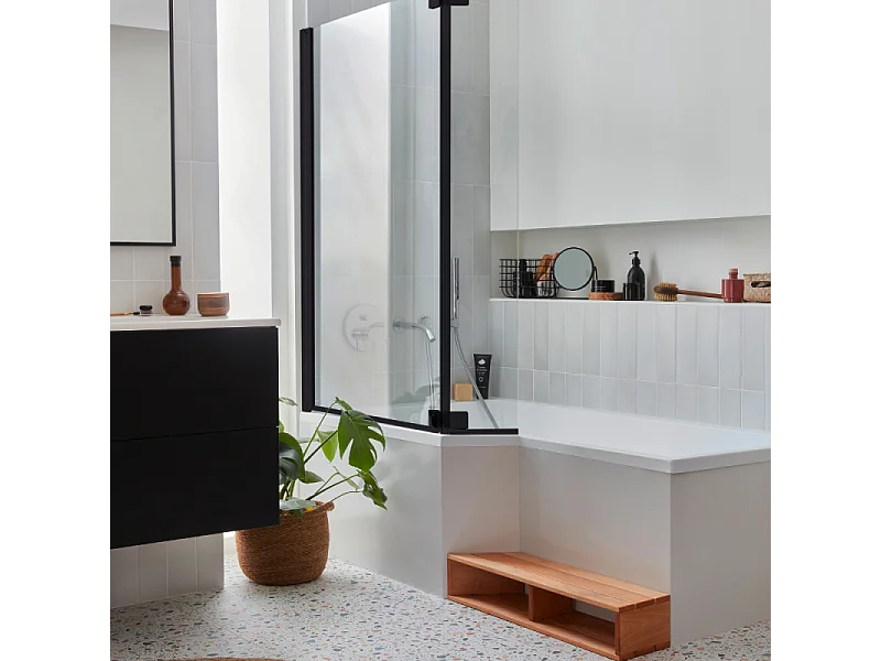 Pack baignoire bain douche antidérapante 150 x 80 JACOB DELAFON Neo blanc mat version gauche + tablier