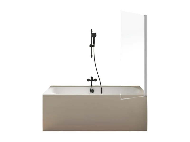 Pack baignoire 170 x 75 JACOB DELAFON Elise + tablier niche + pommeau et mitigeur bain noir Aimé + pare bain chromé + vidage