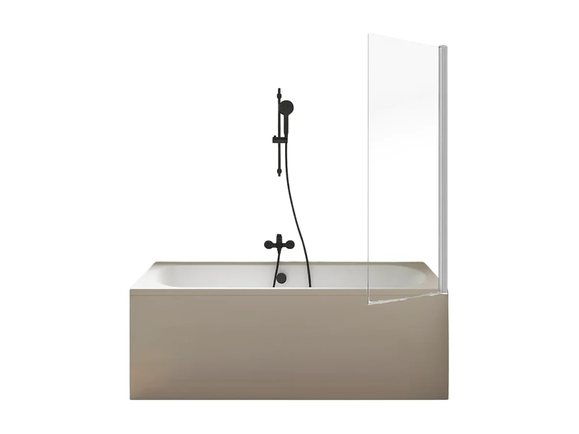 Pack baignoire 170 x 75 JACOB DELAFON Elise + tablier niche + pommeau et mitigeur bain noir Aimé + pare bain chromé + vidage