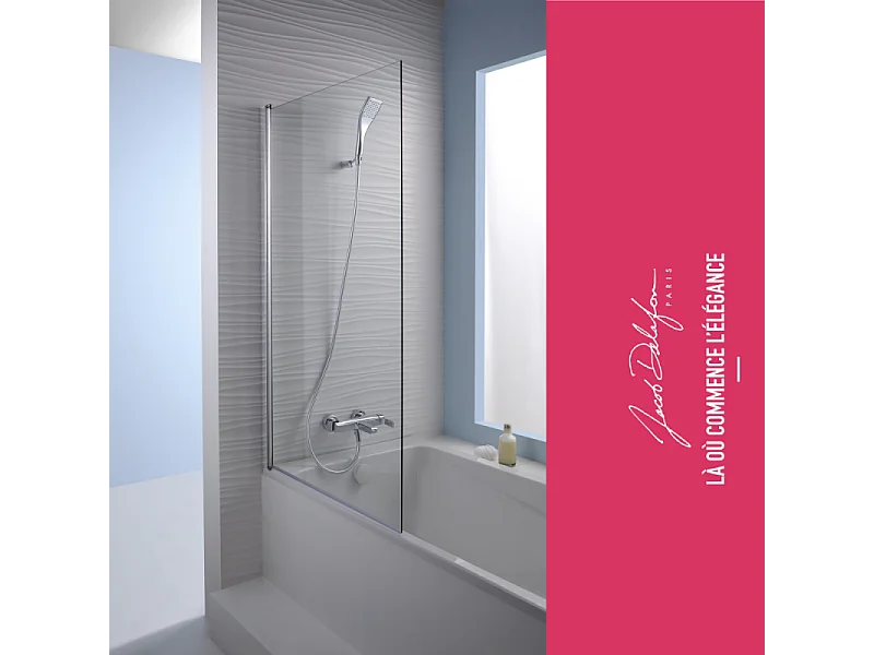 Pack baignoire 170 x 75 JACOB DELAFON Elise + tablier niche + pommeau et mitigeur bain noir Aimé + pare bain chromé + vidage