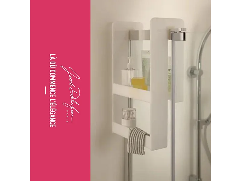 Pack baignoire bain douche 160 x 85 JACOB DELAFON Malice version droite + tablier en angle + pare bain + étagère pour pare bain