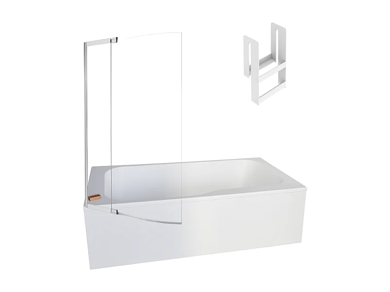 Pack baignoire bain douche 160 x 85 JACOB DELAFON Malice version gauche blanc mat + pare bain + étagère